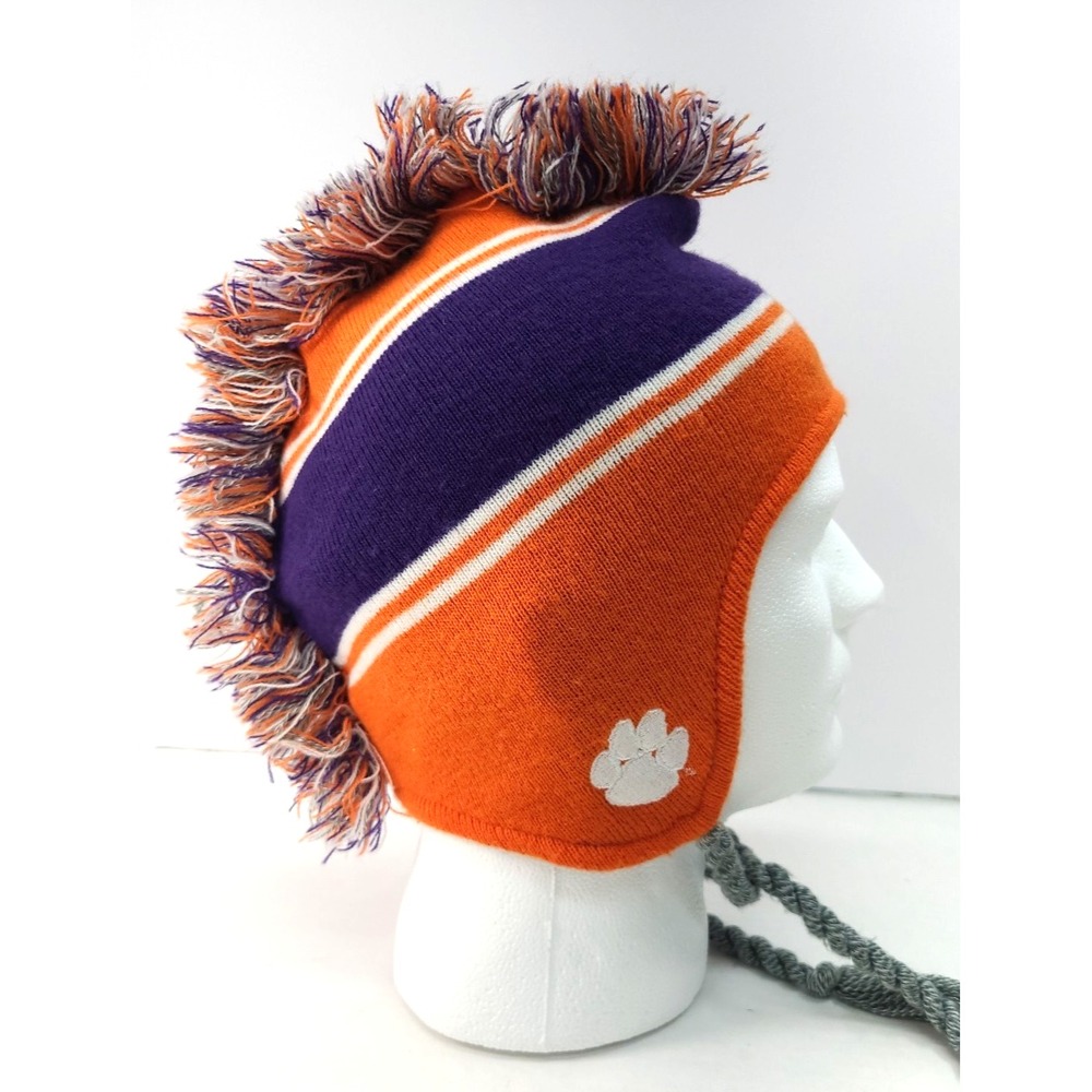 Clemson Tigers Captivating Head Gear Knit Cap w Mohawk‎ Pom Officially Licensed